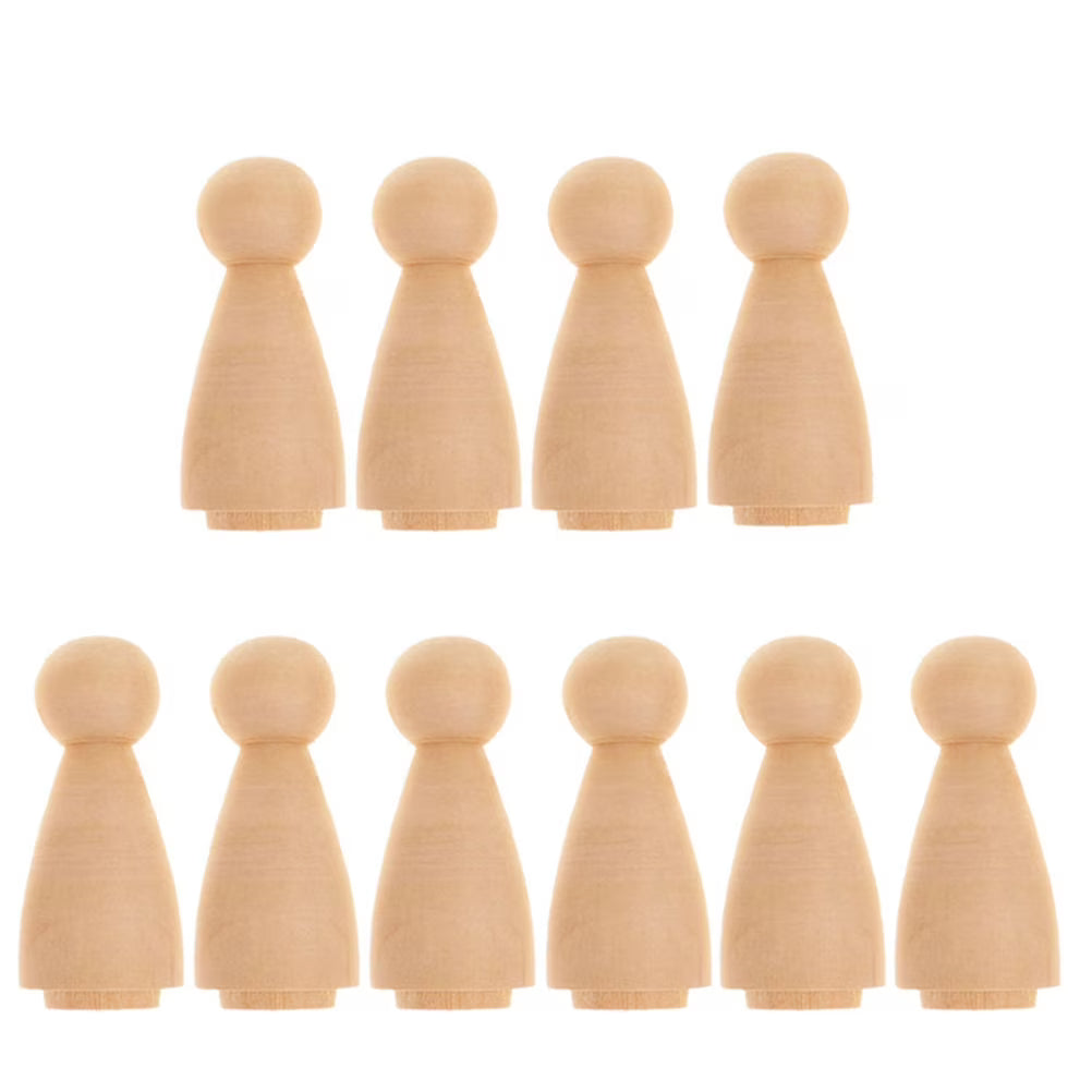 10 Pcs Wooden Bamboo Peg Dolls to Paint R801536