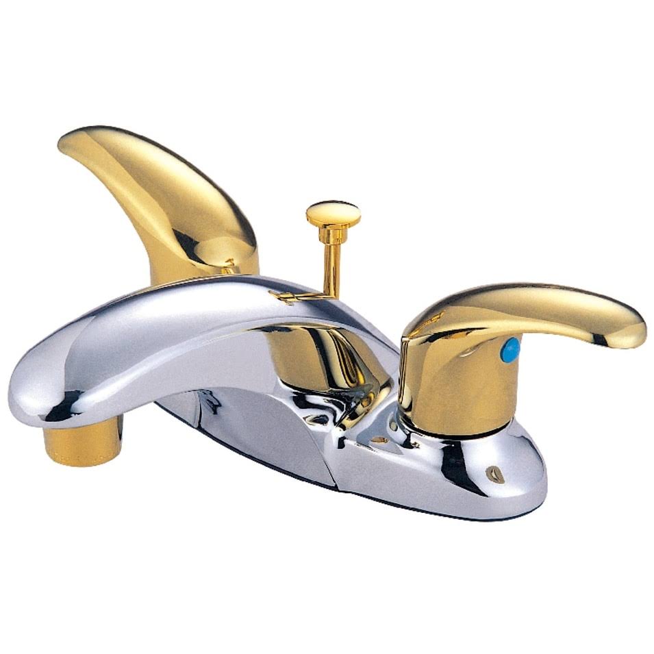 Satin Nickel Chrome Two-Handle Centerset Lavatory Faucet with Pop-Up I56754