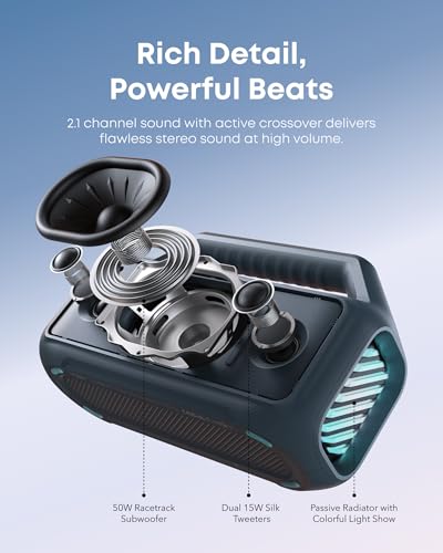 Outdoor Speaker, 80W, IPX7 Waterproof, Floatable, Bluetooth 5.3 T9947
