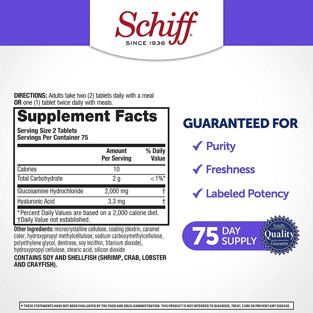 Glucosamine with Hyaluronic Acid 2000mg Joint Supplement 150 Count Pack of 2 P8014