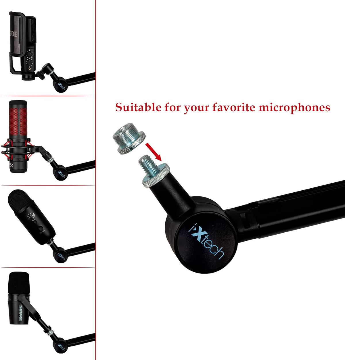 Microphone Boom Arm with Desk Mount, 360° Rotatable, Adjustable and Foldable Scissor Mounting C551