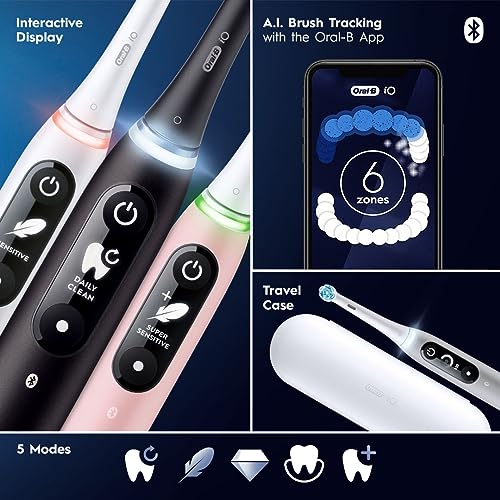 Grey Opal Rechargeable Electric Toothbrush with Pressure Sensor, 5 Cleaning Settings, Travel Case K489592