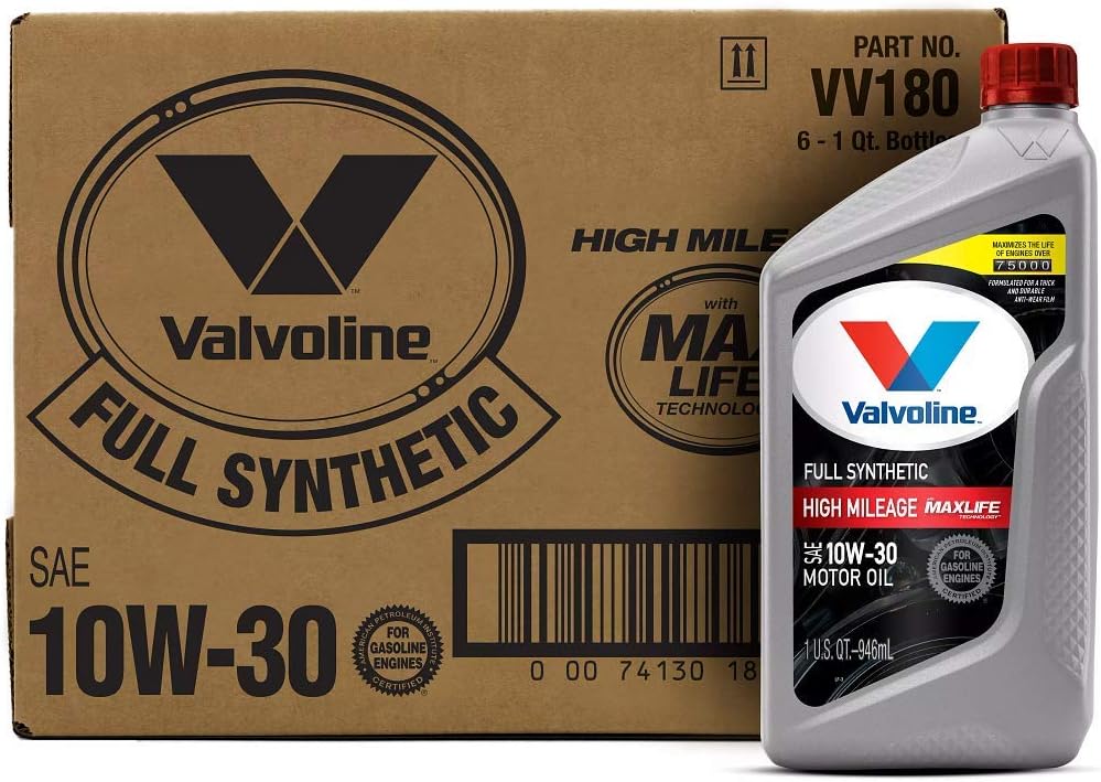 Full Synthetic High Mileage SAE 5W-30 Motor Oil 1 QT Case of 6 Pack of 2 I512