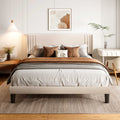 Queen Size Bed Frame with Wingback Headboard U25891