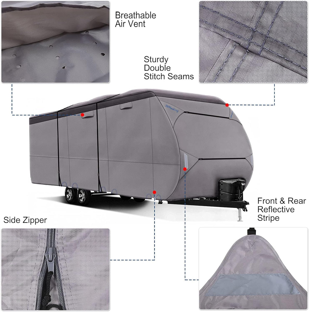 Waterproof 500D Travel Trailer Cover with 4 Tire Covers I752