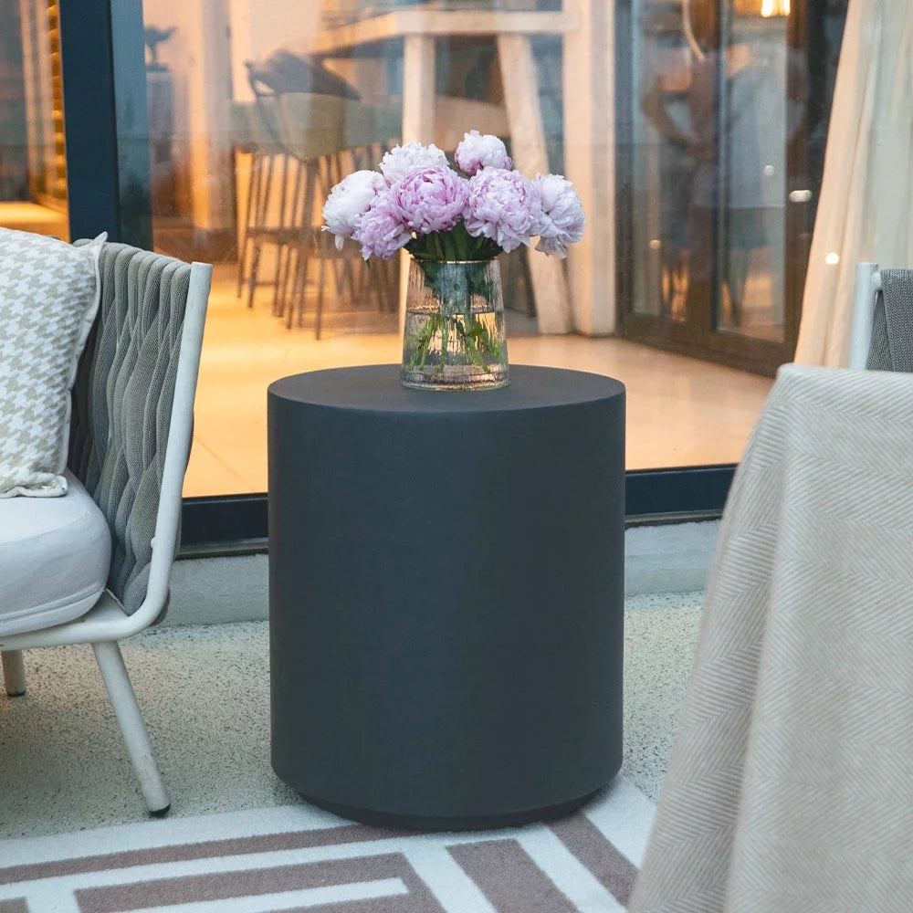 Slate Black Round Coffee Table End Table Set of 3 L9114