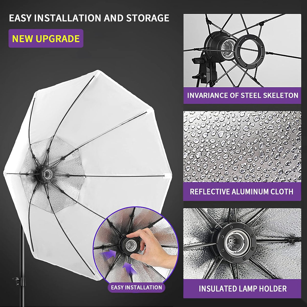 Softbox Lighting Kit 20''x28'' Photography Continuous Lighting System with 2x85W Dimmable LED Bulb Z942