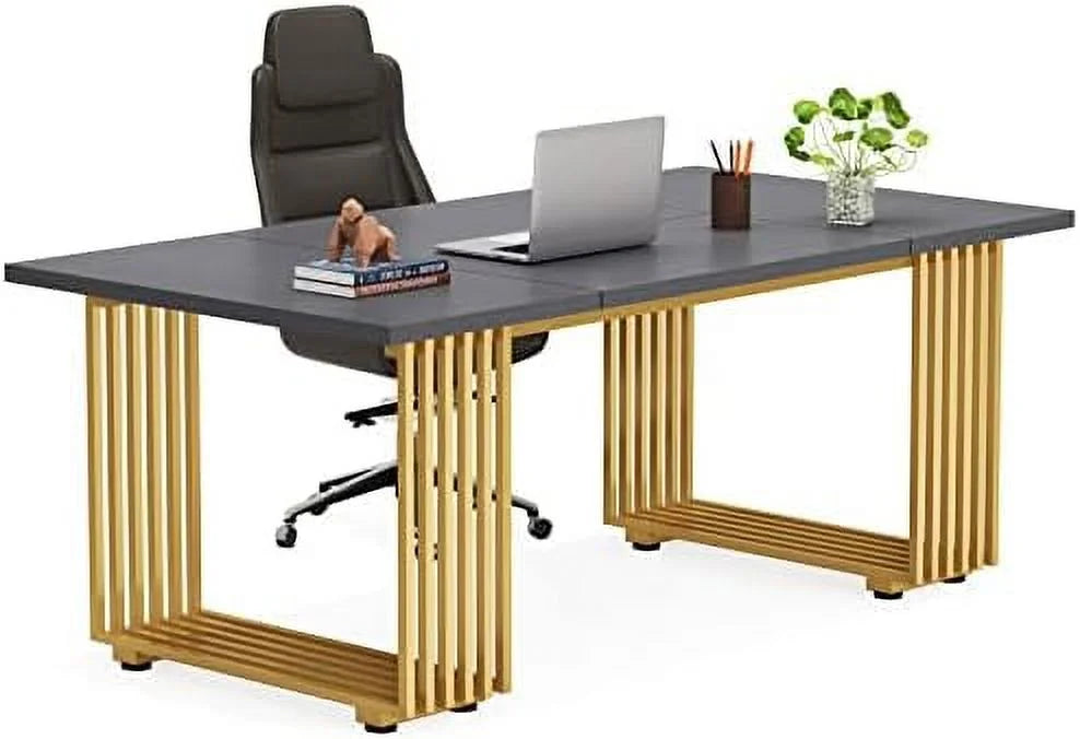 70.9" Wood Computer Desk with Black Metal Legs S967972