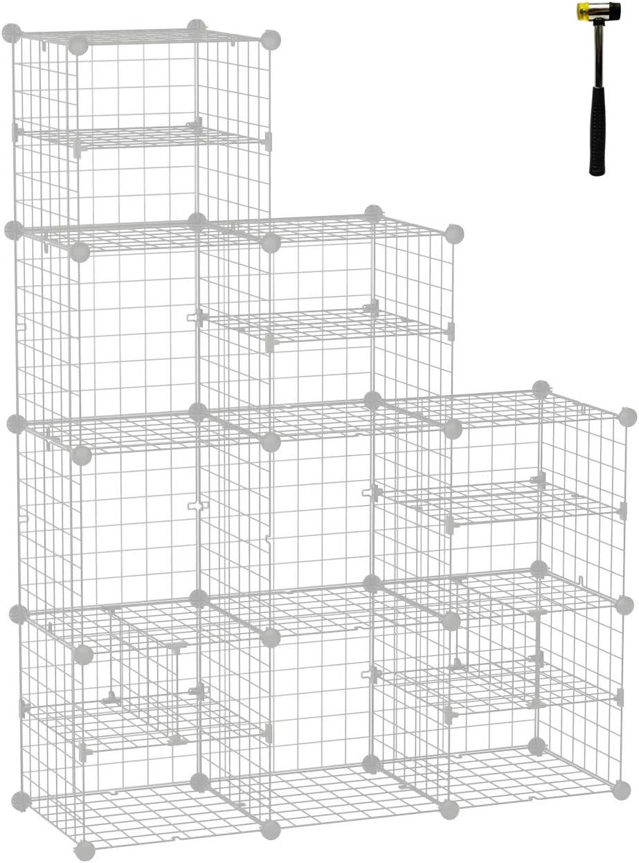 White Pack of 2 Metal Wire Cube Storage Shelves Z171