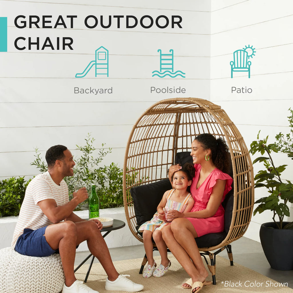 Oversized Wicker Egg Chair with Steel Frame B1776