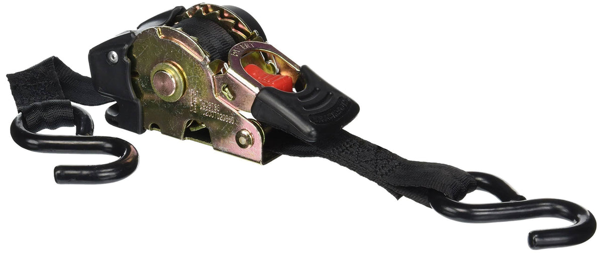 Black 1" x 6' Retractable Ratcheting Tie-Down Strap G767980