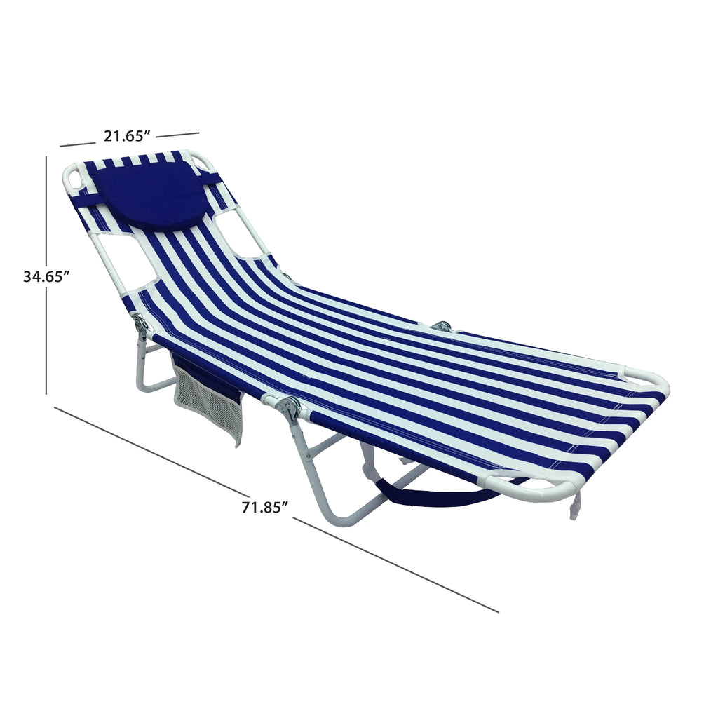 Blue & White Stripe Folding Beach Lounger 2-Pack Y71003