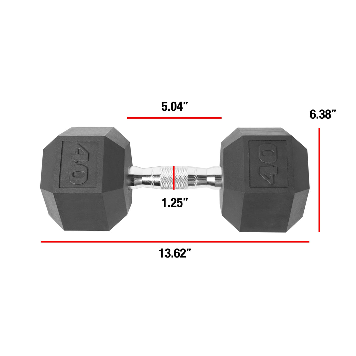 40 lbs Coated Hex Dumbbell H568604