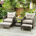 5 Pieces Wicker Patio Furniture Set with Ottomans Y99130