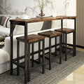 4-Piece Wooden Counter Height Dining Table Set with 3 Stools C140345