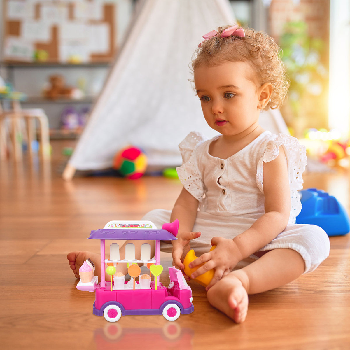 Toddler Plastic Food Truck Pretend Play Dinning Car Educational Kids Toys V502