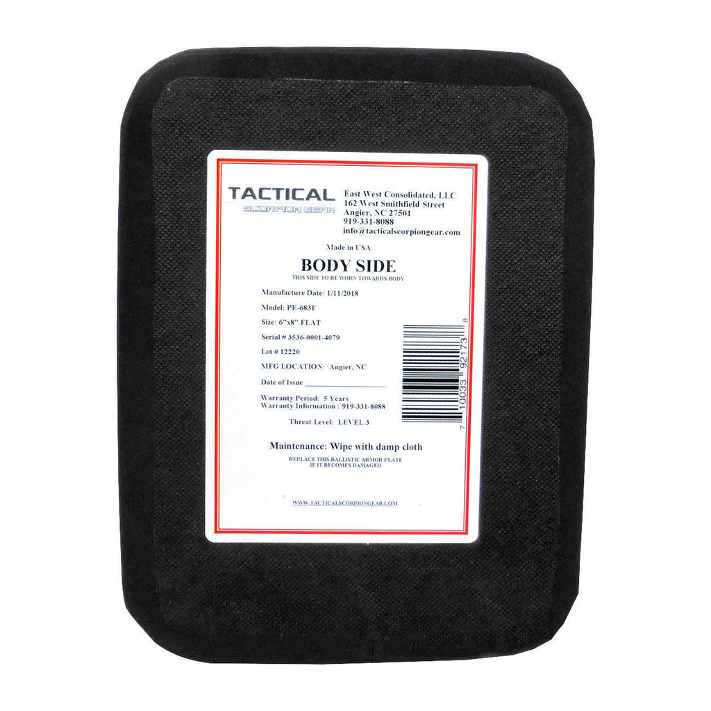 Level III+ PE Polyethylene Flat Body Armor 6x8 H295903