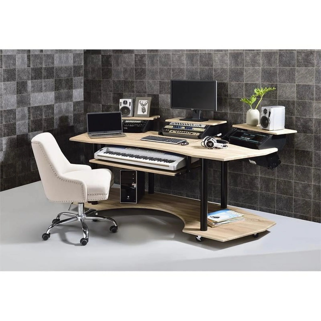 Contemporary Wood Music Recording Desk in Natural Oak U3564