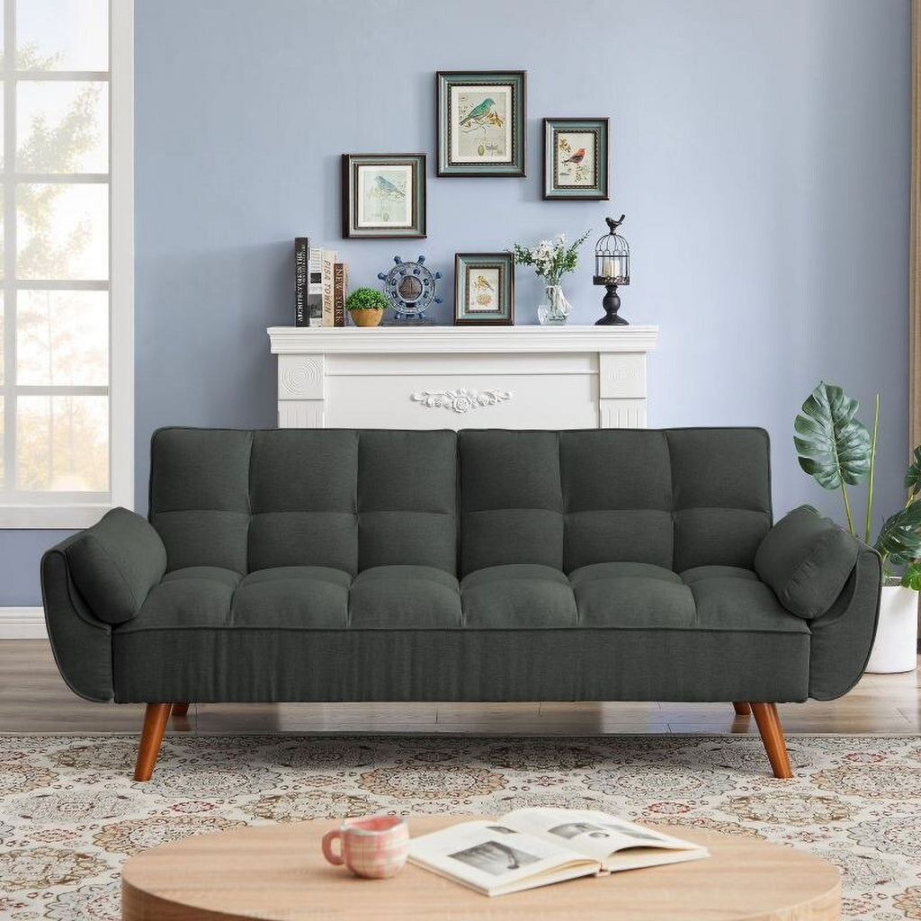 Dark Gray Convertible Sofa Bed with Pillows F972210