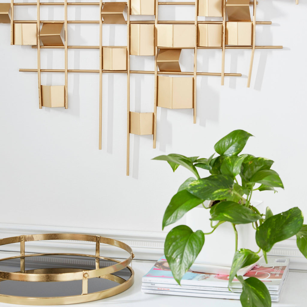 Abstract Angled Gold Metal Wall Decor A756435