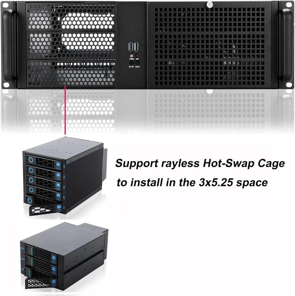 3u Rackmount Server Chassis with 3x5.25 Support PS2 PSU Side 80mm Fan Dust Filter Bracket Z61824