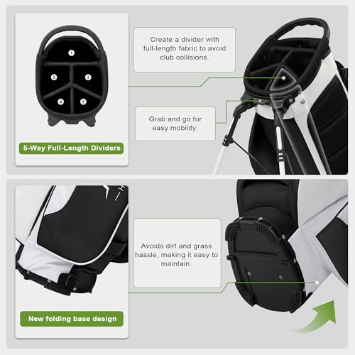 Lightweight Golf Stand Bag with 5 Way Full-Length Dividers and 8 Pockets J559781