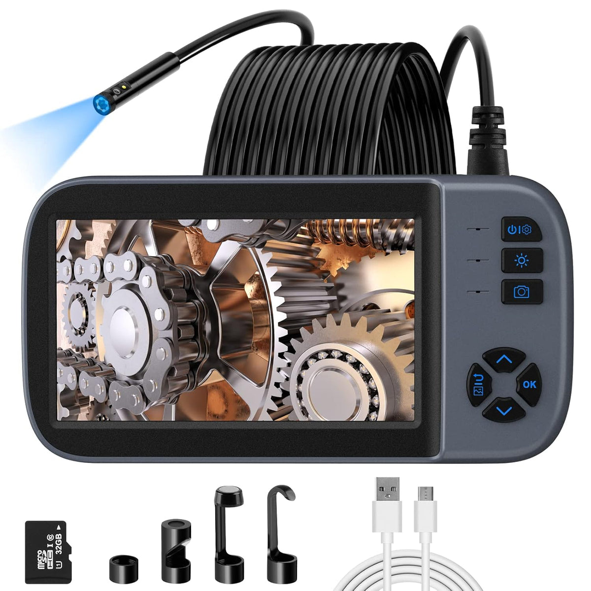 16.5 FT 1080P HD Dual Lens Endoscope Sewer Camera IP67 Waterproof E23786