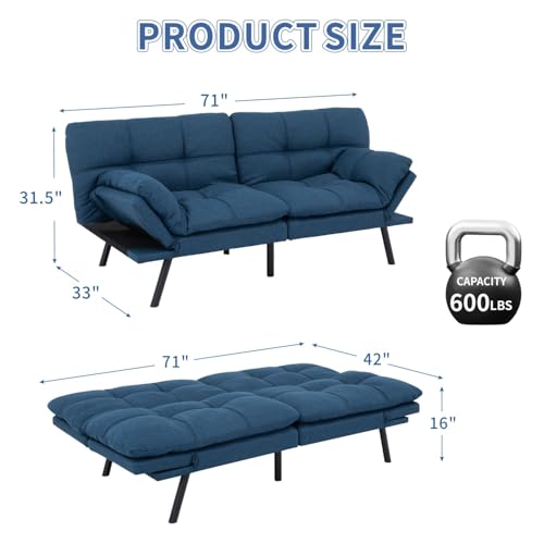 Black Faux Leather Futon Sofa Bed H352304