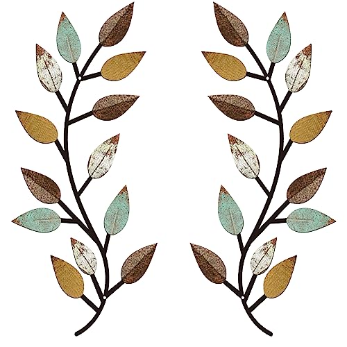 Vintage Blue Metal Tree Leaf Wall Decor T41702