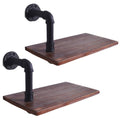 Weathered Wood and Black Pipe Wall Shelves Y996