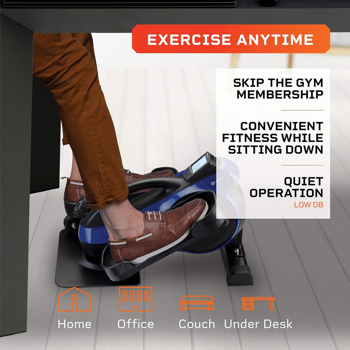 Under Desk Elliptical Bike Pedal Exerciser Blue A9788