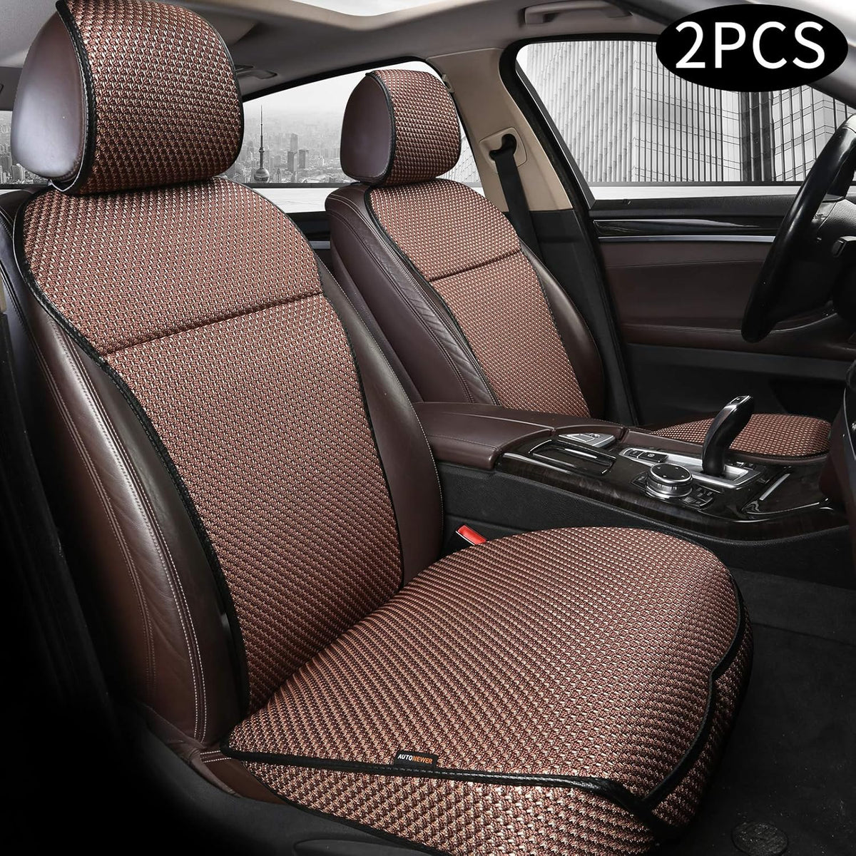 Black Grey 2PCS Breathable Car Seat Cover Y9699