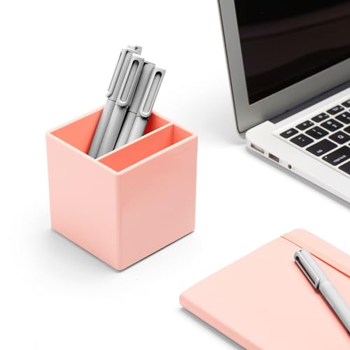 Blush Pink Plastic Pen Holder with 2 Compartments M5504