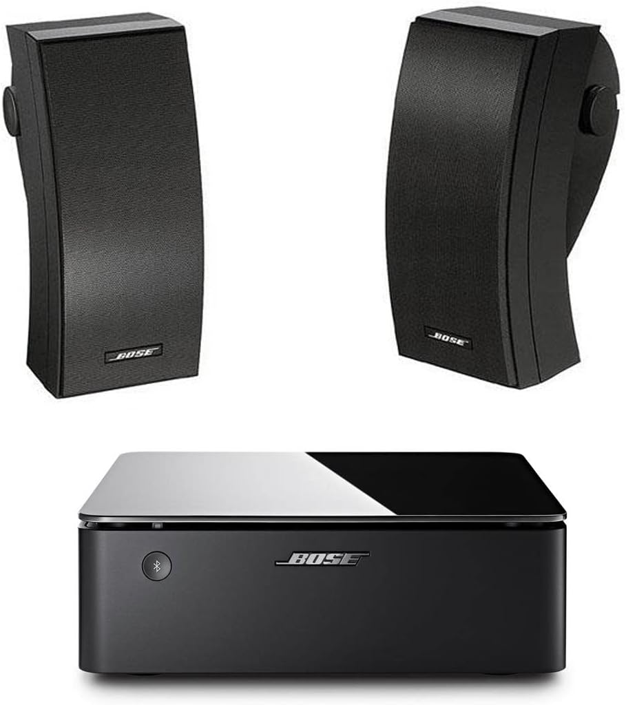 Black Outdoor Environmental Speakers (Pair) with Music Amplifier K31051