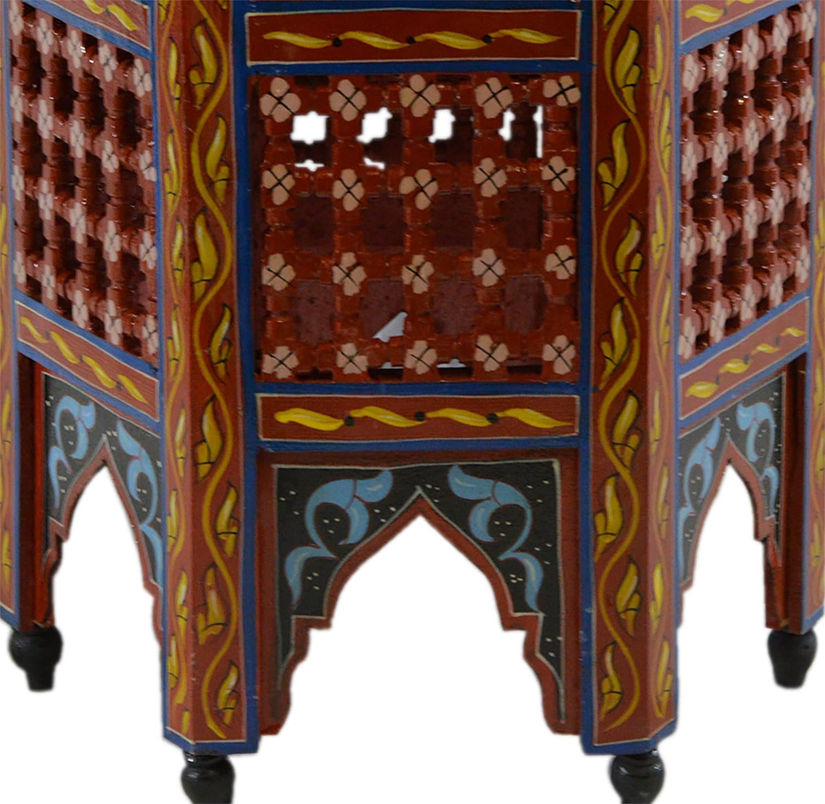 Red Hand Painted Wood Side Table A97469