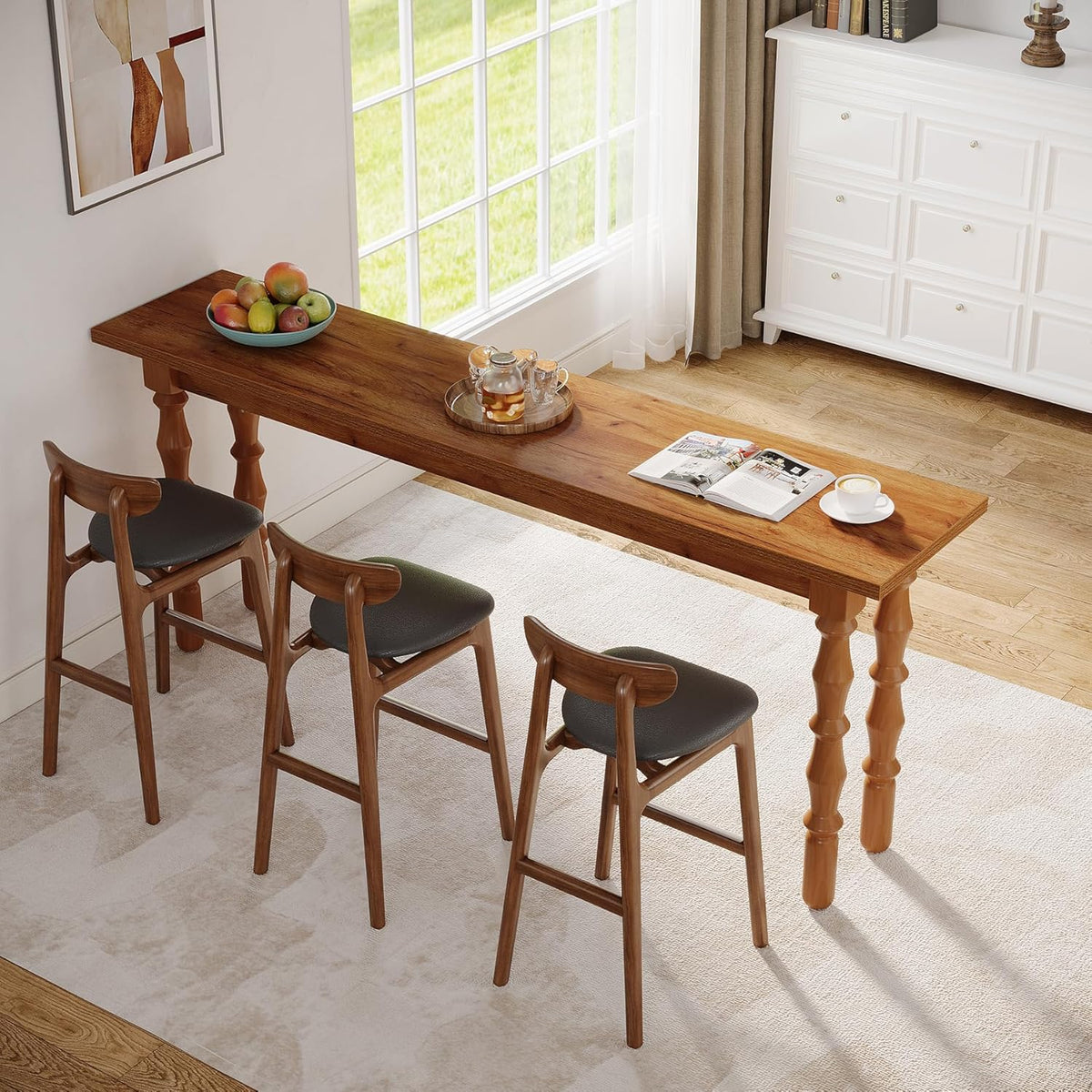 70.9-Inch Extra Long Console Table with Solid Wood Legs S17988
