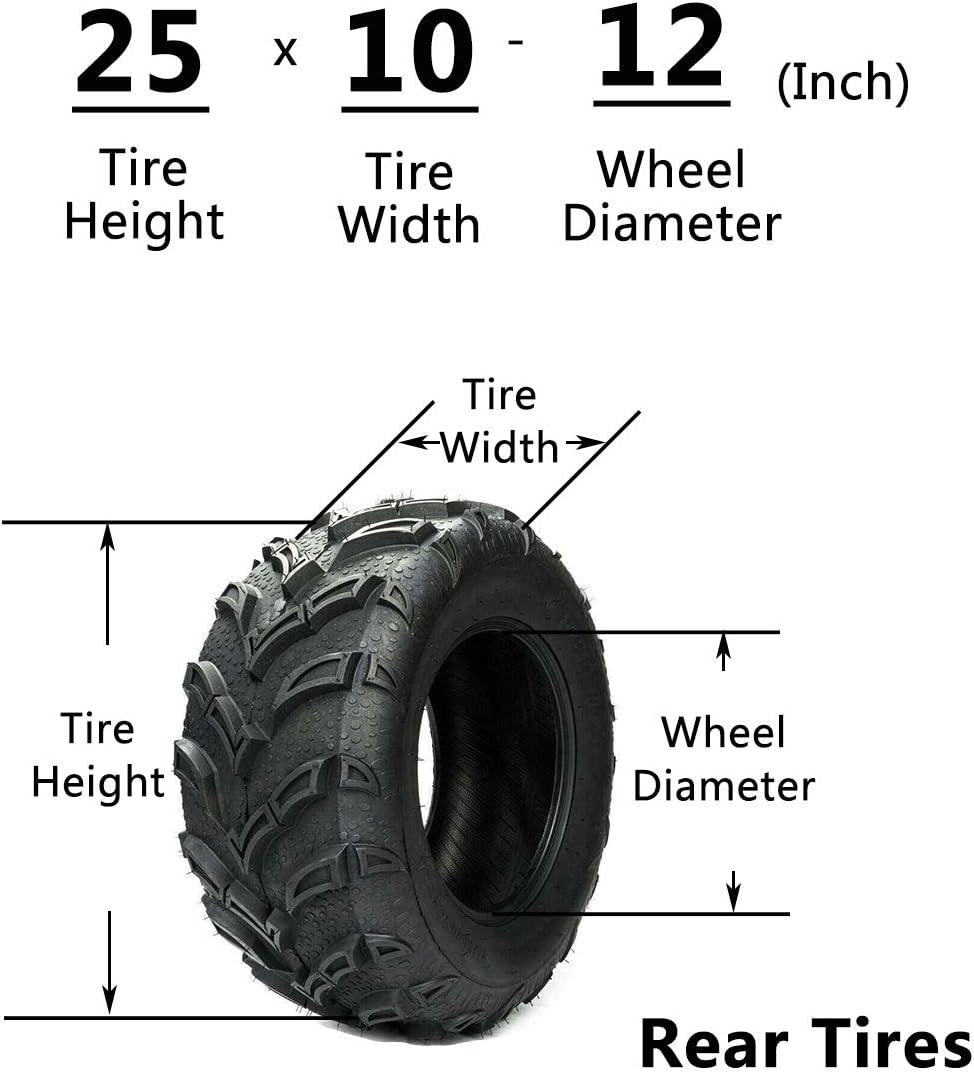 Set of 4 All Terrain ATV UTV Tires 25x8-12 Front 25x10-12 Rear 6PR P247970