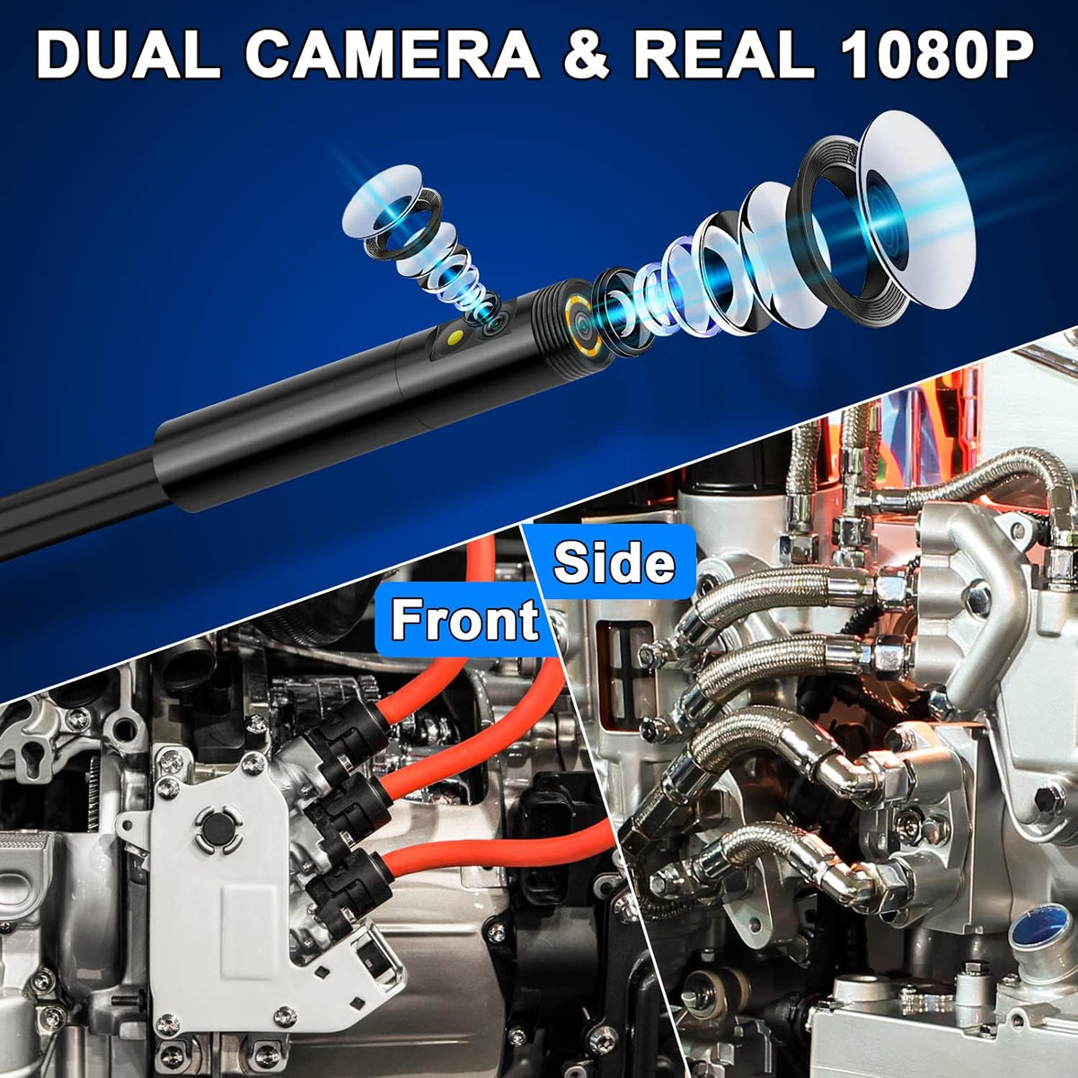 16.5 FT 1080P HD Dual Lens Endoscope Sewer Camera IP67 Waterproof E23786