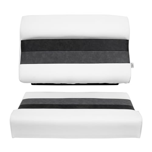 28" Pontoon Bench Seat Cushion Set, Grey/Navy/Blue A872