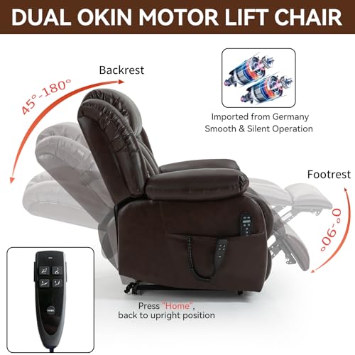 Black Leather Dual Motor Power Lift Recliner Chair G45131