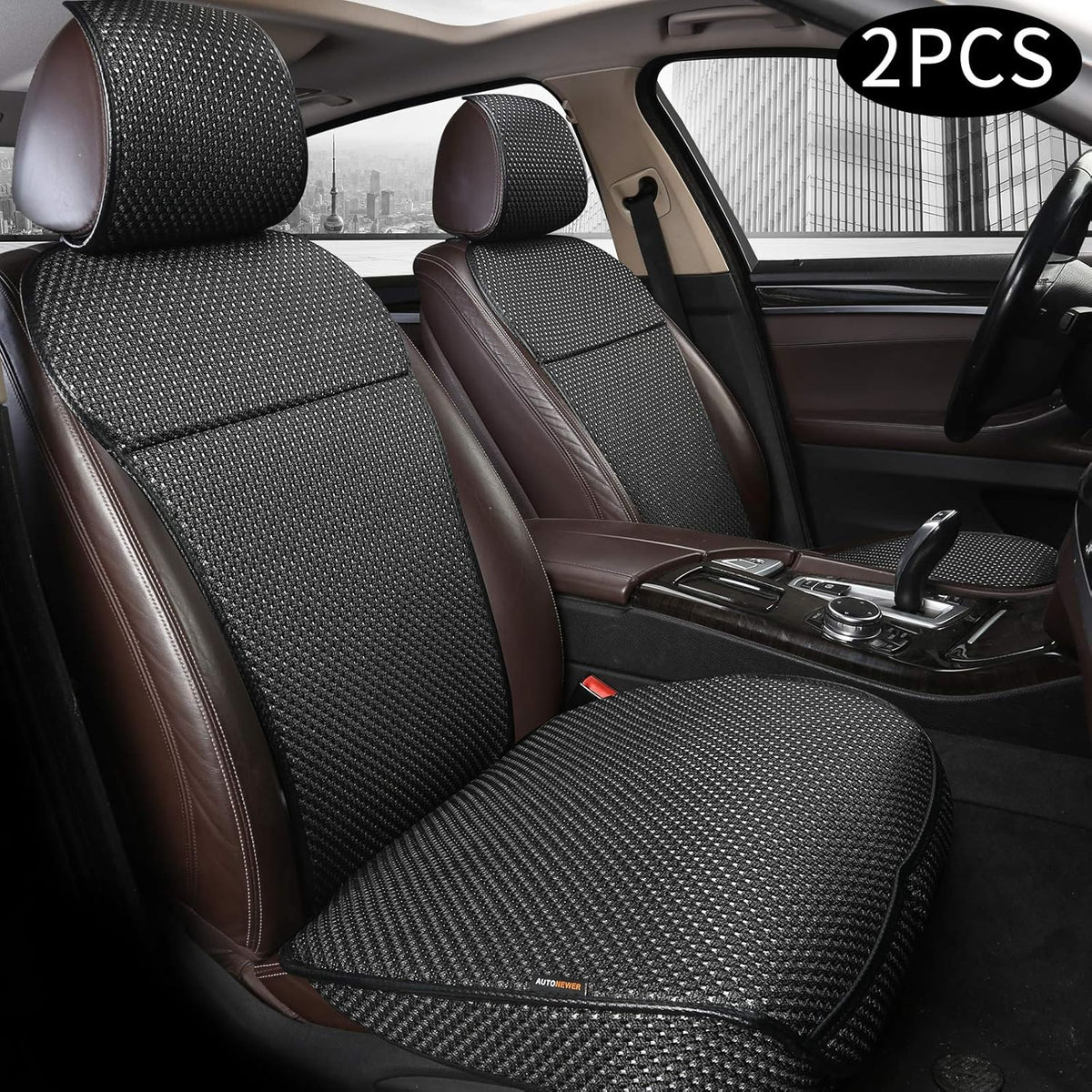 Black Grey 2PCS Breathable Car Seat Cover Y9699