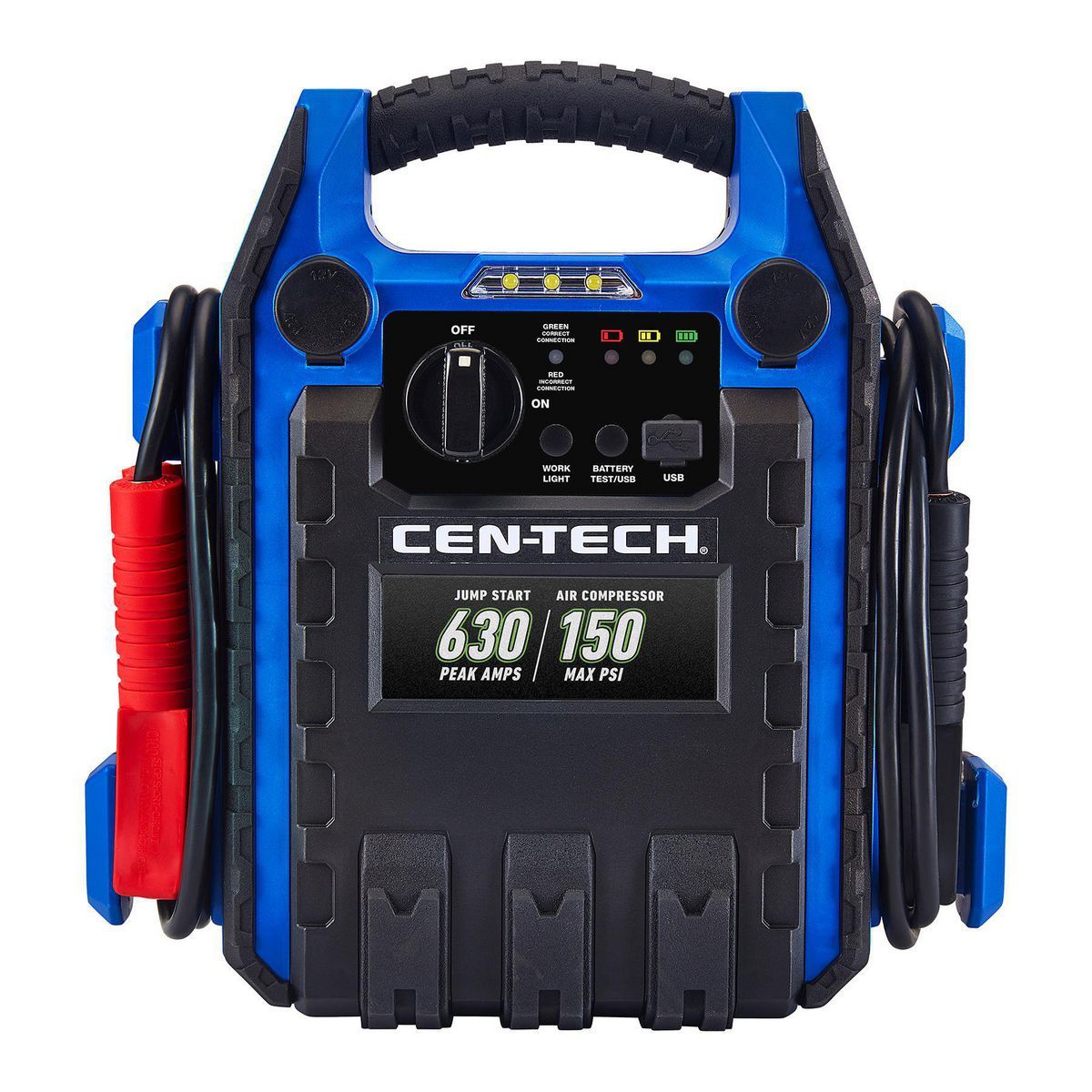 630 Peak Amp Portable Car Battery Jump Starter with Air Compressor T371388