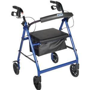 Blue Aluminum Rollator Walker with Padded Seat S4690