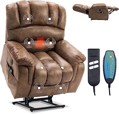 Large Dual Motor Lay Flat Lift Recliner Chair with Heat & Massage Y978