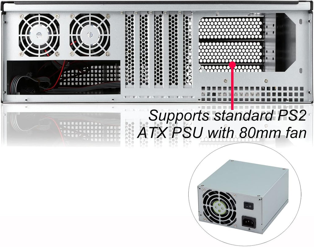 3u Rackmount Server Chassis with 3x5.25 Support PS2 PSU Side 80mm Fan Dust Filter Bracket Z61824