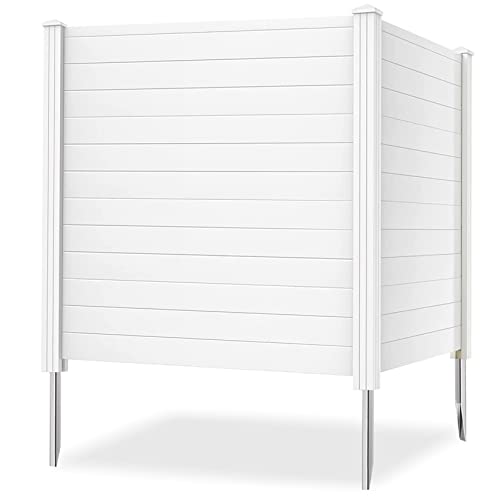 White 2 Panel Outdoor Privacy Screen with Iron Stakes Z1309