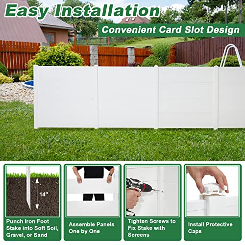 White 2 Panel Outdoor Privacy Screen with Iron Stakes Z1309