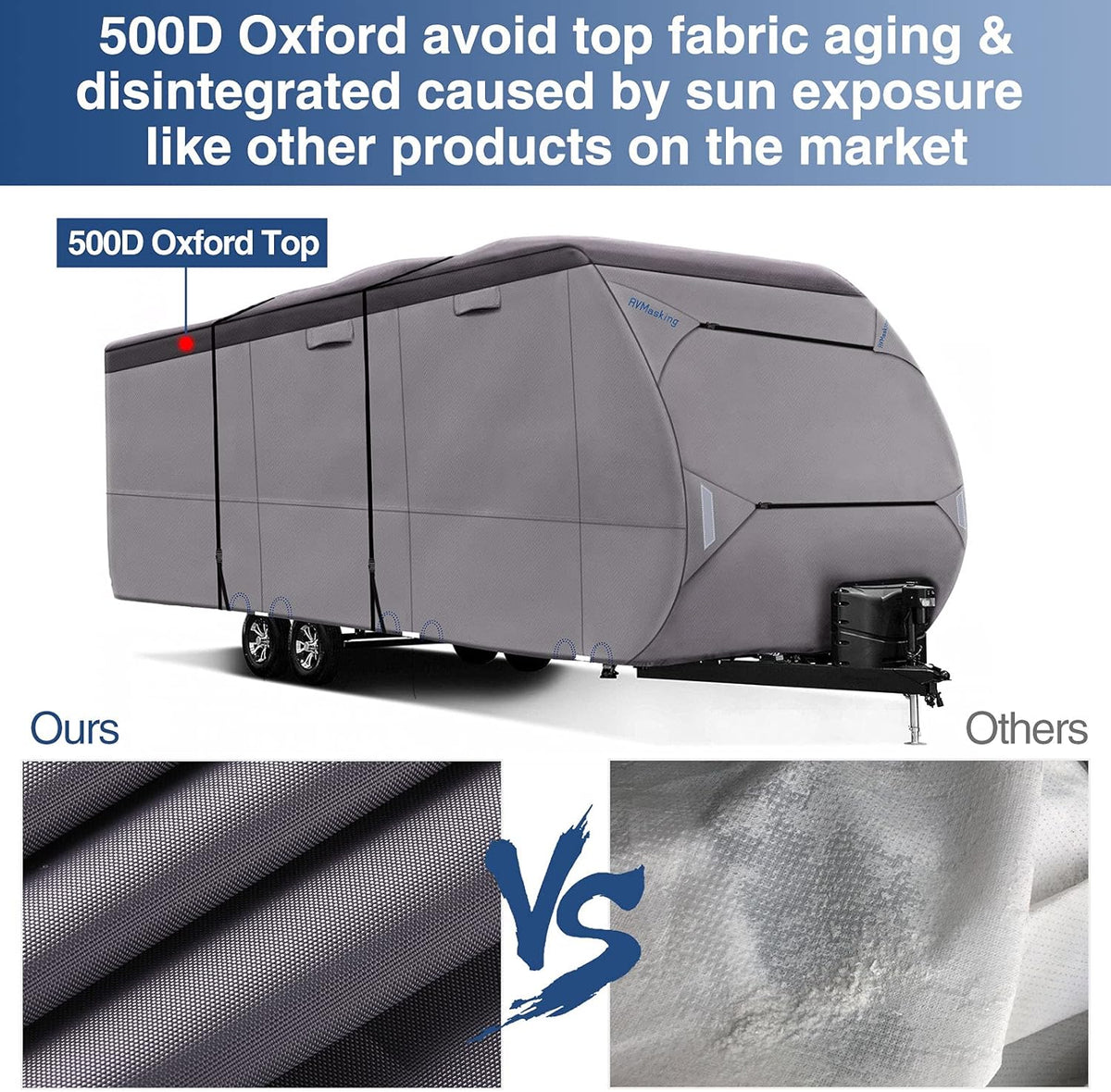 Waterproof 500D Travel Trailer Cover with 4 Tire Covers I752