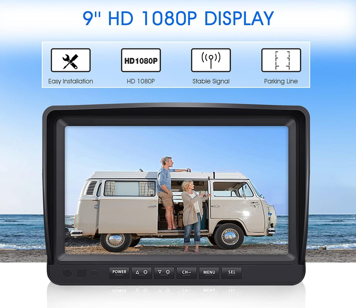 9 Inch Wireless Backup Camera System with DVR Quad Split Monitor Y783