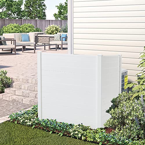 White 2 Panel Outdoor Privacy Screen with Iron Stakes Z1309
